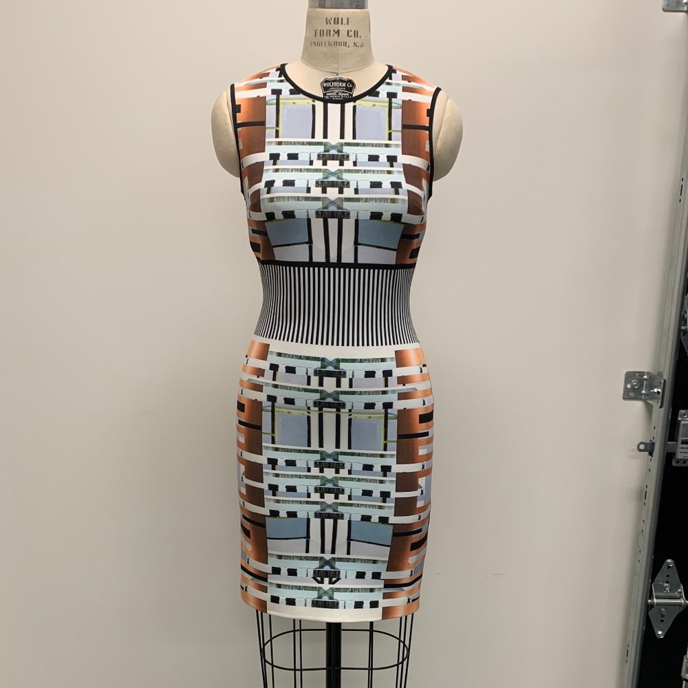 Clover Canyon Digital Print Fitted Scuba Dress
